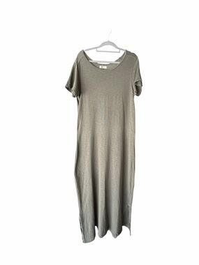 American Giant Olive Green Supima Cotton Maxi T Shirt Dress Made USA L Capsule